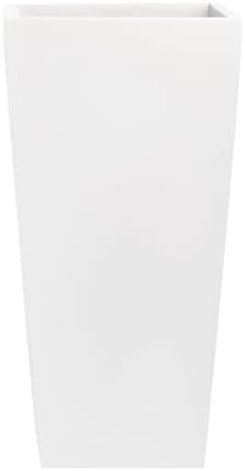 Edinburgh Tall Square Fiberglass Planter (L:13" x W:13" x H:26", Matte White) - Image 2