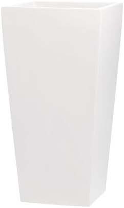 Edinburgh Tall Square Fiberglass Planter (L:13" x W:13" x H:26", Matte White) by Unknown