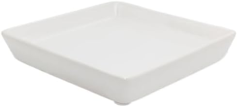 Square Ceramic Plant Saucer Tray 8 9 10 Inch White, 9.3" OD x8.3 ID x1.3 Deep, Sturdy Heavy Duty Glazed Planter Drip Flower pots with Catch Basin for Indoor Outdoor Plants(10" White) by Unknown