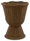 14" Brown Woven Urn-Style Planter with Scalloped Rim, Decorative Wicker Basket for Flowers & Greenery, Includes Transparent Liner for Easy Watering, Indoor Outdoor Rustic Home Decor Gift by Unknown