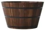 26 Inch Wood Whiskey Barrel Planter with Strong Metal Bands & Drainage Hole - Rustic Wooden Garden Pot for Indoor & Outdoor Use, Patio, Yard & Balcony Decor by Unknown