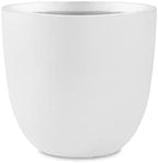 Kante 18 Inch Dia Round Concrete Planter, Indoor Outdoor Large Plant Pot with Drainage Hole and Rubber Plug for Home Patio Garden, Pure White by Unknown