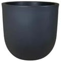 14 Inch Fluted Resin Round Planter, Matte Black Modern Flower Pot, Lightweight Indoor Outdoor Garden Container for Succulents, Herbs, and Small Plants by Unknown