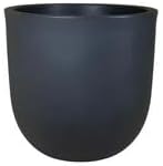 14 Inch Fluted Resin Round Planter, Matte Black Modern Flower Pot, Lightweight Indoor Outdoor Garden Container for Succulents, Herbs, and Small Plants by Unknown