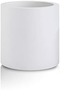 Round Concrete/Fiberglass Indoor & Outdoor Lightweight Decorative Plant Pots with Drainage Hole, Single Planter, 9.8" L, Pure White by Unknown