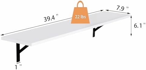 DINZI LVJ Long Wall Shelves, 39.4 Inch Wall Mounted Shelves with Brackets - Image 3