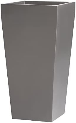 Windsor Tall Square Fiberglass Planter, Grey, 13 Inch by Root+and+Stock