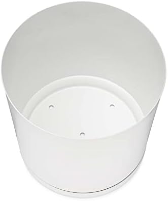 White Modern Flower Pot with Round Saucer - Fits Mid-Century Modern Plant Stand - 8 Inch Planter - Matte White Powder Coated Aluminum - Image 3