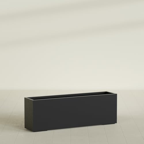 Greenline Leo Tall Rectangular Fiberglass Planter, Outdoor Planter Box - Image 3