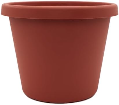 The HC Companies Prima Round Plastic Plant Pot w/Rolled Rim - Lightweight & UV Resistant Flower Pot for Herbs & More - Outdoor & Indoor Plant Pots w/Drainage (24 inch, Clay, Pack of 1) by TheHCCompanies