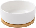 LOGOFUN White Ceramic Succulent Planter Pot with Bamboo Tray - Round by LOGOFUN