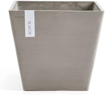 Ecopots Rotterdam Square Flower Planter, Taupe, 12" by ECOPOTS