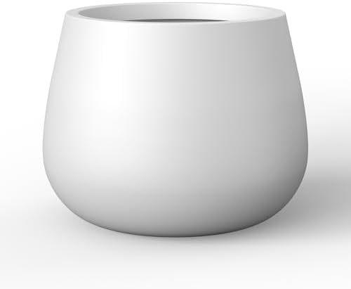 Kante Small Round Curved White Concrete Planter 12.6" Dia, Outdoor by Unknown