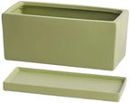 Planter Green Rectangles Flower Pot Ceramic Plant Pot with Saucers Tray and Drainage Holes for Balcony Living Room Bedroom Windowsill Flower Pots(Large) by Unknown