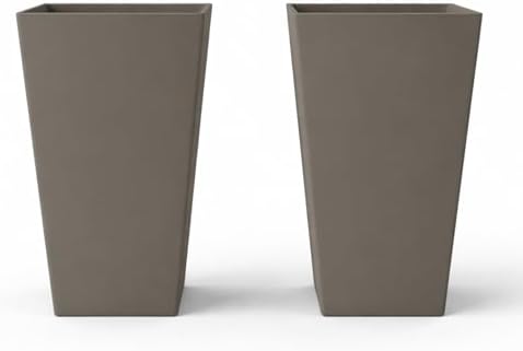 Bloem Finley 20" Tall Recycled Plastic Tapered Planter, Peppercorn, 2-Pack by Bloem