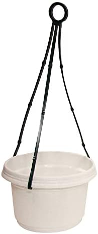 Hanging Flower Pots, 9 inch, White Granite, Case of 5 - Image 6