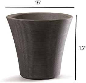 Garden Elements Indoor/Outdoor Resin Pamploma Round Planter, Cappuccino 16" - Image 3