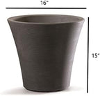 Garden Elements Indoor/Outdoor Resin Pamploma Round Planter, Cappuccino 16" - Image 3