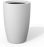 Kante Large Round Tapered White Concrete Planter 22.4" Tall, Outdoor by Unknown