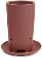 Dahlia 3.5" Zisha Tumbler Bonsai Planter/Succulent Pot/Flower Pot w. Saucer, Brown - Image 5
