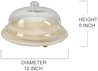 Serene Spaces Living Curio Glass Dome with Natural Wooden Base, Airplants, Flower Blooms, Accessories, Photos, Candles, Dessert Display, Home, Office Decor, Gift Idea - 12" Diameter & 6" Tall - Image 5