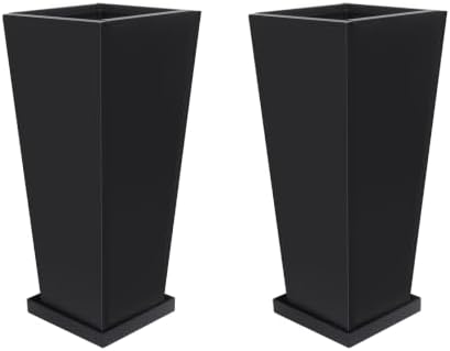 20" Metal Tall Outdoor Planters Set of 2, Durable & Wealtherproof by Toriexon