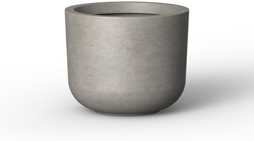 Kante Weathered Concrete Planter 9" Dia All-Weather Round Small Pot by Unknown