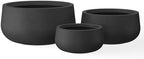 Kante Set of 3 Black Concrete Bowl Planters 19.6" 16" 11" Dia by Unknown
