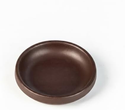 Square Ceramic Bonsai Pot Tray - Brown Glazed Saucer for Water Retention & Desk Protection, Solid Clay Base for Indoor Plant Displays by Unknown