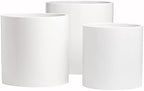 Brea Round Cylinder Fiberglass Planter, White, D:14" x H:14" - Image 2