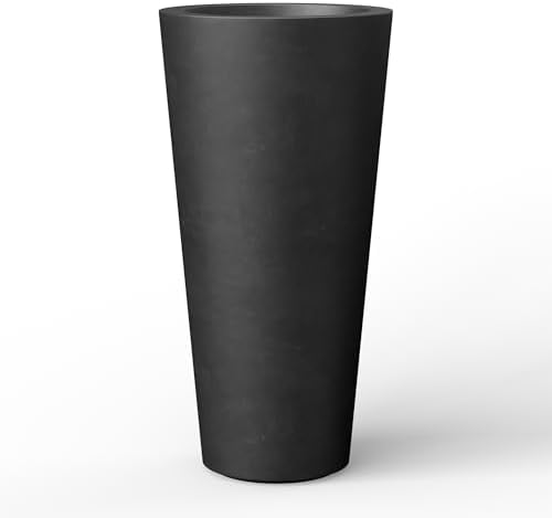 Kante 15.8" Tall Tapered Concrete Planter, Cement Flower Pot, Black by Unknown