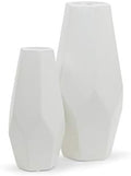 WGV Geometric Ceramic Vase, 5"x10.2"H, 5.7"x12.5"H, Matte White Tall Penta Pot, Bouquet Planter Centerpiece for Wedding Event Office Home Decor, Set of 2 Vases by WGVInternational-OpusGlassware