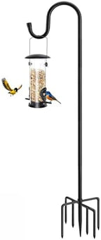 ANIDEER 96" Shepherds Hooks for Outdoor, Heavy Duty Garden Bird Feeder Pole Hanging Bird Feeder, Solar Light Lanterns, Outdoor Plant Hanger Hook with 7 Base Prongs, 1 Pack by Anideer
