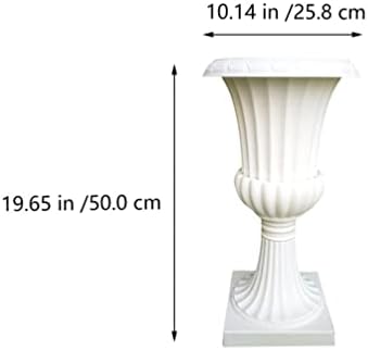 Happyyami Outdoor Planters White Urn Planter Plastic Wedding Flowerpots Roman Pillar Plant Pot Rustic Greek Column Statue Vintage Style Wedding Centerpieces Vase for Front Porch Door Planter - Image 6