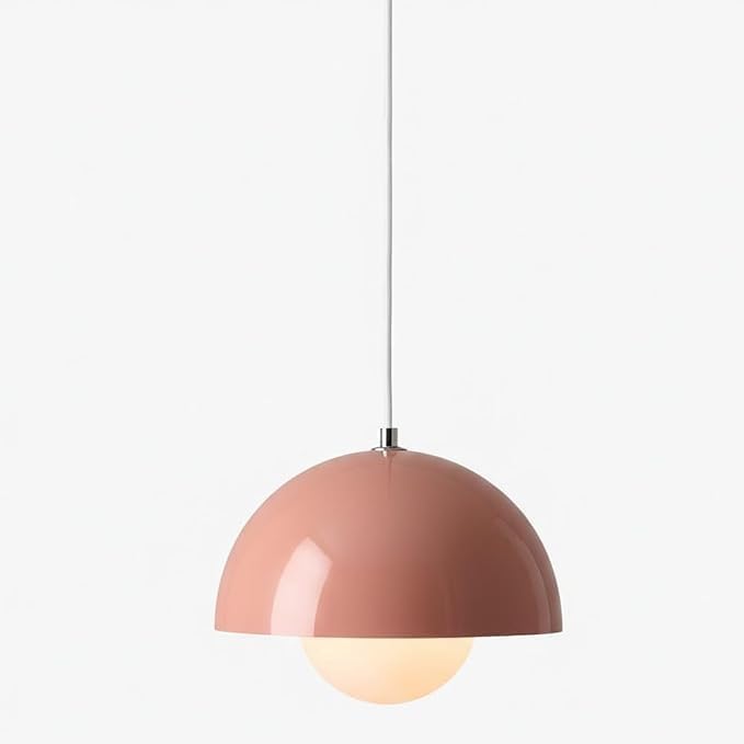 Modern Flowerpot Pendant Light, Pink Hanging Lamp, Nordic Chandelier, Metal Dome Ceiling Light Fixture, for Kitchen Island, Dining Room, Bedroom, Bar, Office Decor(Walnut Grain) by Unknown
