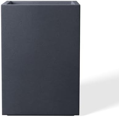 Kante 19 Inch Tall Concrete Planter, Modern Charcoal Round Planter by Unknown