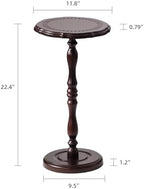 100% Solid Wood Round Side Table, Small Drink Table for Small Spaces, Modern End Table Accent Nightstand for Bedroom, Living Room, Corners and Office, Brown - Image 3