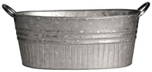 Headwind Decorative Planter - Oval Galvanized Tubs Planter with Handles – 12 Inch Lightweight Steel Indoor Oval Plant Pot with Drainage Holes – Large Galvanized Tub Flower Bucket – Outdoor Planter by Headwind
