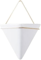 White,M,Wall Planters for Indoor Plants, Geometric Hanging Flower Vase Vessel with Metal Hanger, Creative Wall-Mounted Ceramic Planter by LGRFUXIN