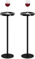 Round Drink Table Set 2, Small Pedestal Side Table, Black Marble by AEPOALUA