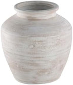 Signature Design by Ashley 12 Inch Rustic Ceramic Vase, Distressed White by Unknown