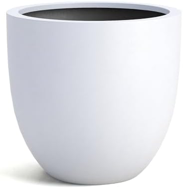 DTY Mount Yale 11.8" D x 11" H (Pot Opening 8.3") Fiberstone Planter with Drainage Hole, Weather Resistant for Indoor and Outdoor, 2 Extra Coco Mats - White, Small by DTY