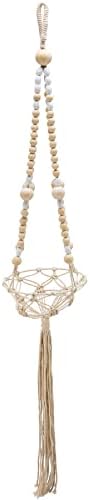 Primitives by Kathy Boho Style Wood Beaded Macrame Details Plant Hanger - Image 3