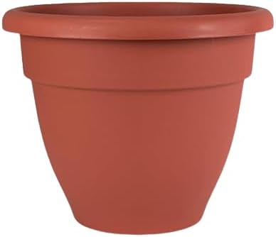 The HC Companies 30 Inch Caribbean Planter Pots with Drainage & Plug, Rolled Rim Plastic Planters for Indoor & Outdoor Plants, 1-Pack Decorative Flower Pots for Garden, Office & Home Decor, Clay by TheHCCompanies