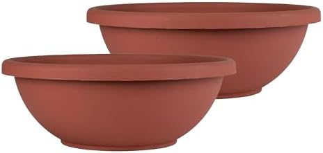 The HC Companies Garden Bowl Shallow Garden Bowl, 24 Inch, Clay, 2-Pack by TheHCCompanies