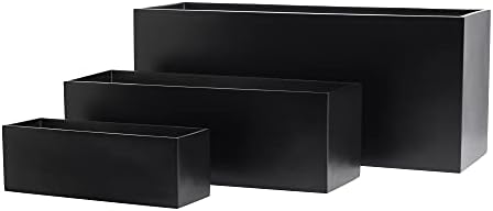 Belmont Rectangle Fiberglass Planter Box, Black, L:30" x W:10" x H:10" - Image 3