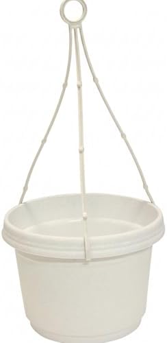 Hanging Flower Pots, 9 inch, White Granite, Case of 5 by AustinPlanter