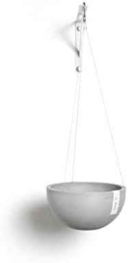 Ecopots Hanging Brussels Round Planter, White Grey, 10.5" by ECOPOTS