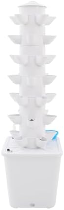 Hydroponics Tower Indoor Growing System,7-Tier 35-Hole Vertical Garden Planter,Herb Garden Kit with 2.64Gal Water Tank,Automatic Water Circulation Pump for Gardening Lover (White-A) - Image 7