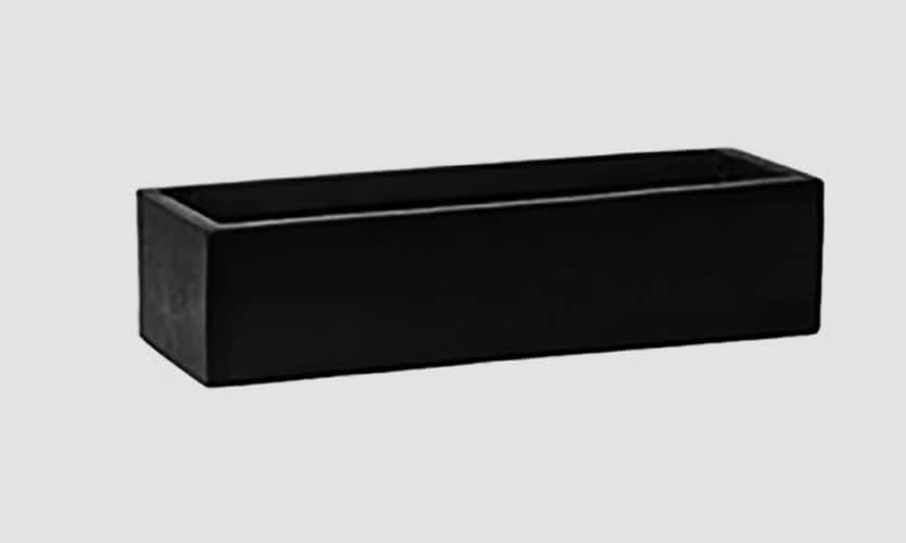 Black Fiberstone Rectangle Planter 3.75"H x 6"W x 16"L - Carlo Pot by Pottery+Pots